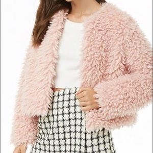 Forever21 Pink Fur/ Shaggy Faux Shearling Coat